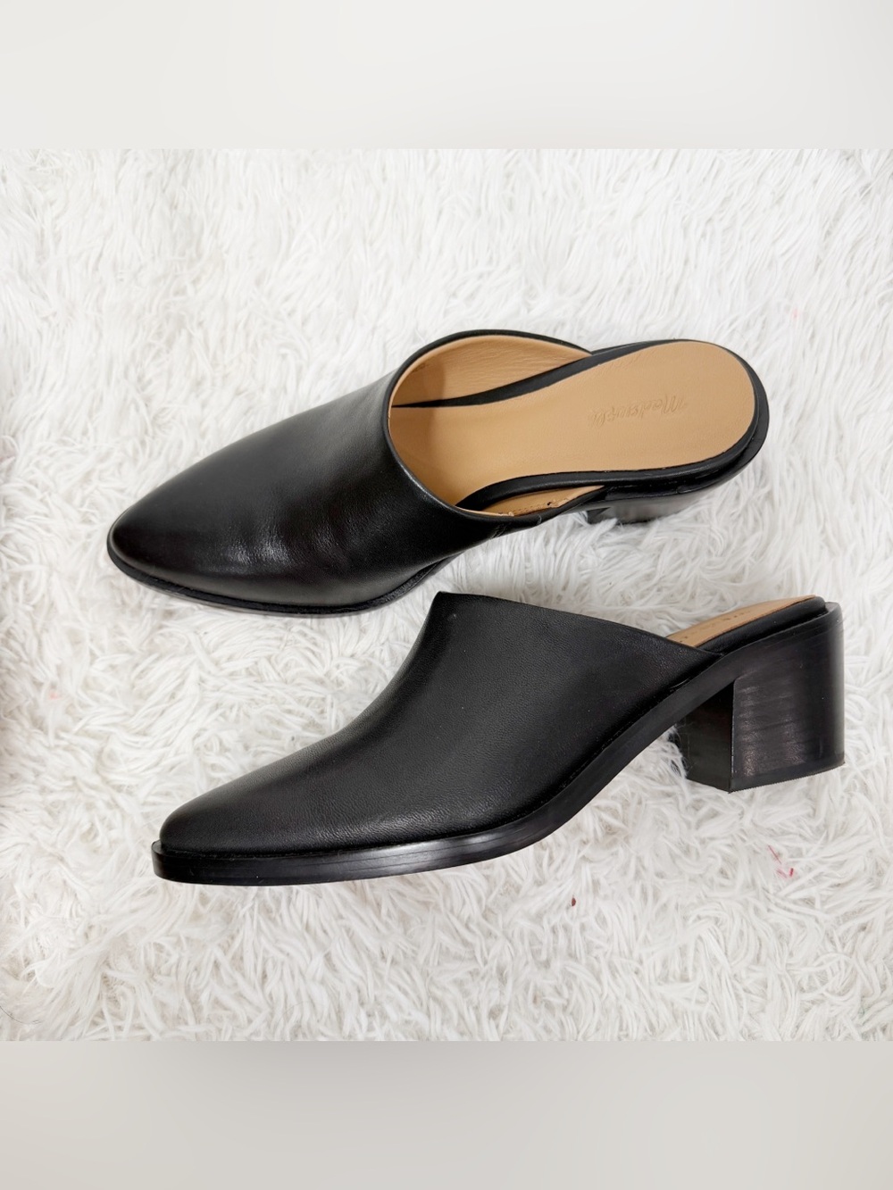 Madewell Mules The Darcy Black Leather Slip On Pointed Toe Heel Size 7.5 NP294